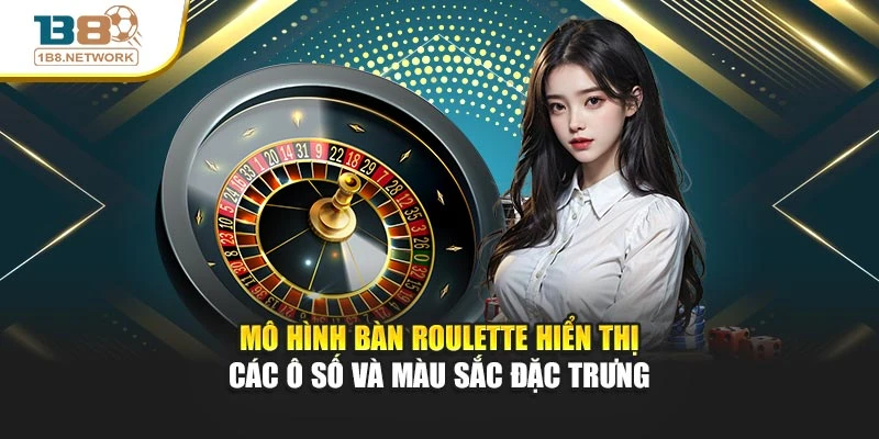 Mô hình bàn Roulette hiển thị các ô số và màu sắc đặc trưng