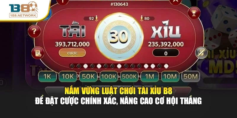 Nắm vững luật chơi Tài Xỉu B8 để đặt cược chính xác, nâng cao cơ hội thắng